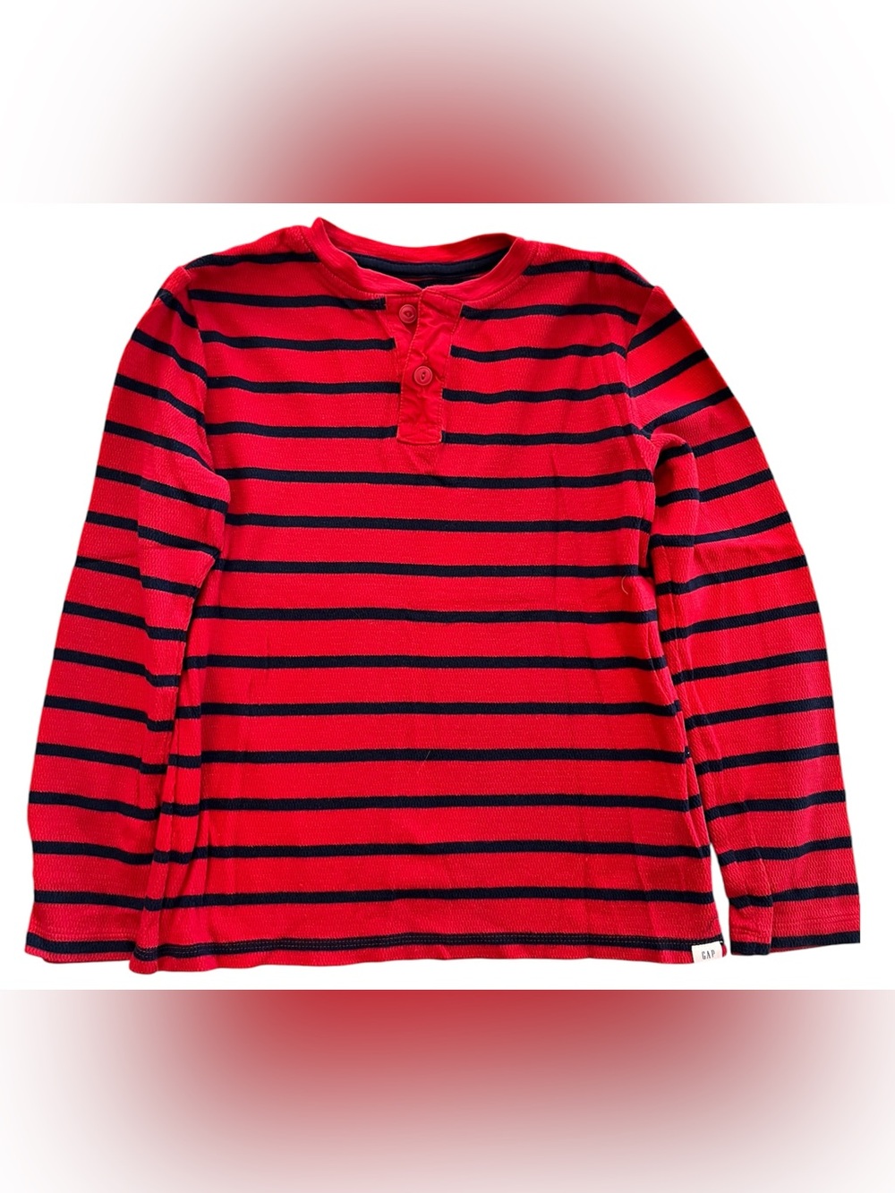 Gap Kids Red and Navy Striped Long-Sleeve Top